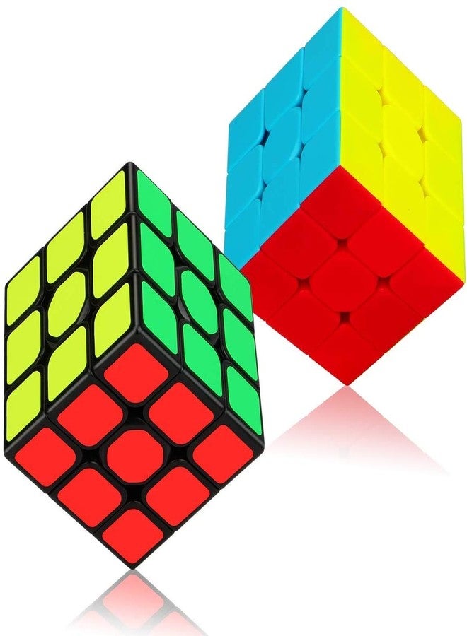Authfort Magic Cube Bundle 3x3x3 Cube Sticker & Stickerless Puzzle Cubes Collection Toy for Kids (2 Pack) (2 Pieces) - Image 1